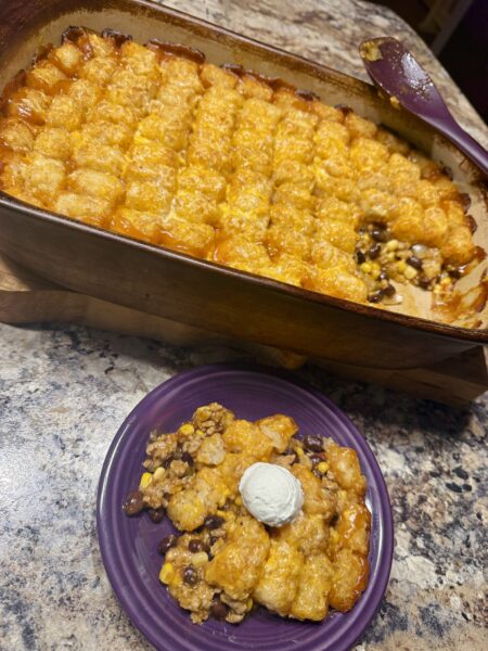 Tater Tot Hotdish with a cheesy Southwest spin!