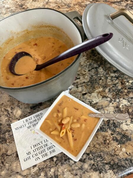 Pot of cheesy creamy chili