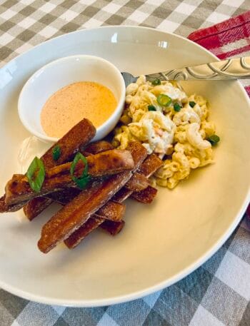 Spam French Fries with Sauce and Hawaiian Macaroni Sald